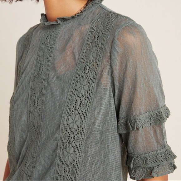 Anthropologie-Mattie Lace Embroidered Ruffled Top - Picture 14 of 15